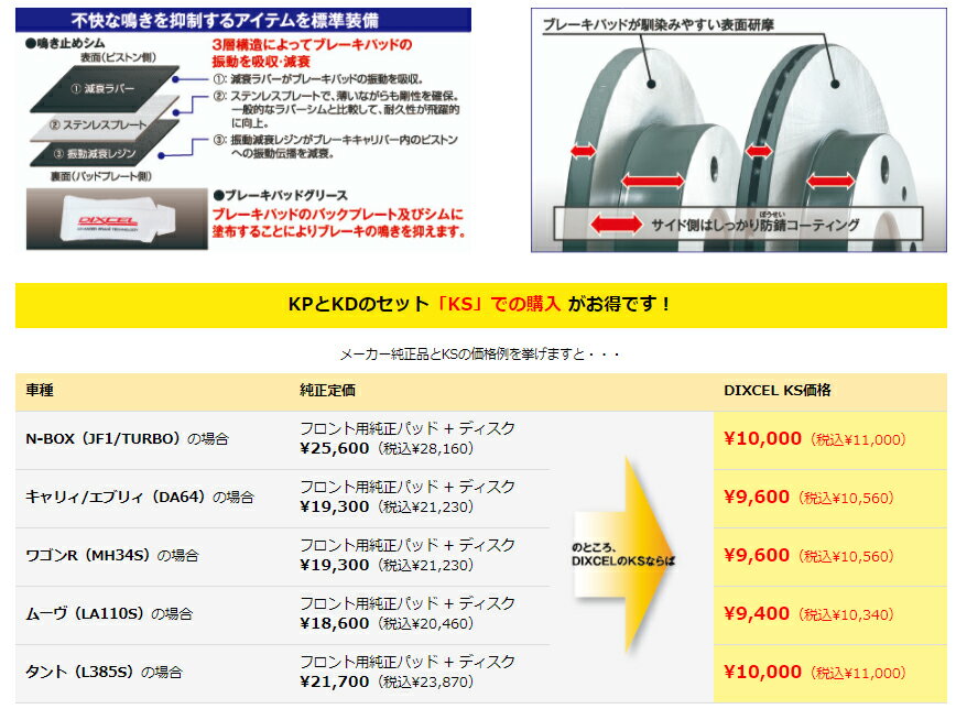 ディクセル KS セット デイズ ルークス B21A 14/02〜 NA・4WD フロント用 KS413082131