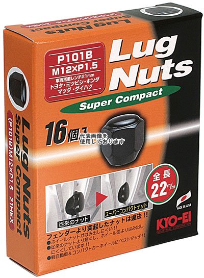 KYO-EI(協永産業) Super Compact 袋ナット 21HEX M12×P1.5 16pcs ブラック P101B-16P(沖縄・離島不可)
