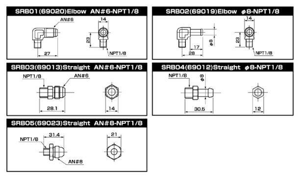 乐天商城 - SARD フューエルレギュレターアダプター　ニップル　ストレート AN#8-NPT1/8 69023