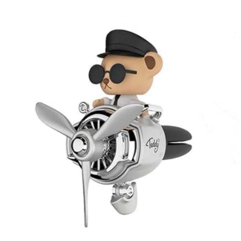 【マラソン期間中ポイント5倍】TEDDA BEAR パイロット車用芳香剤 首を振るタイプ プロペラディフューザー クリップ式 除菌 消臭 エアコン取り付け型 (芳香剤2枚付き)