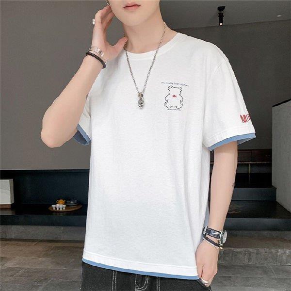 樂天商城 - Tシャツ メンズ 半袖Tシャツ トップス Tシャツ 半袖 重ね風 おしゃれ 半そでTシャツ カジュアル 涼しいTシャツ カットソー オシャレ 夏 メンズ夏物