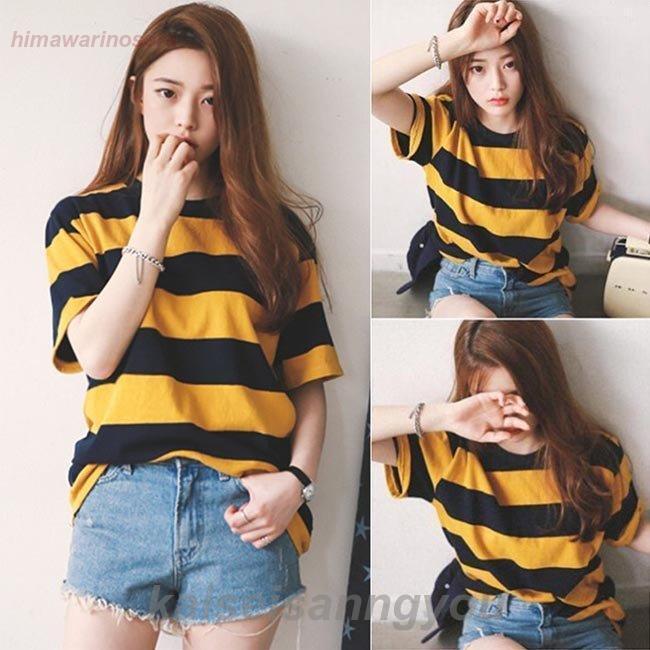 Rakuten - Tシャツ 半袖 レディース ボーダー柄Tシャツ 半袖 カットソー 縞柄Tシャツ サマーTシャツ クルーネック 夏Tシャツ ボーダー柄 レトロ