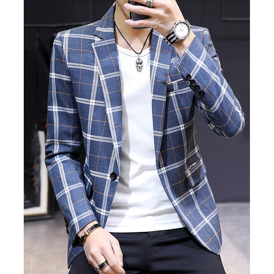 秋 ジャケット メンズ テーラードジャケット チェック柄 カジュアル 大きいサイズ 通勤 ビジネス スーツコート 春アウター