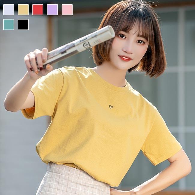 樂天商城 - Tシャツ レディース 夏 半袖Tシャツ クルーネック ゆったり サマーTシャツ ハート柄 カットソー 半袖 夏Tシャツ 可愛い ゆったりTシャツ