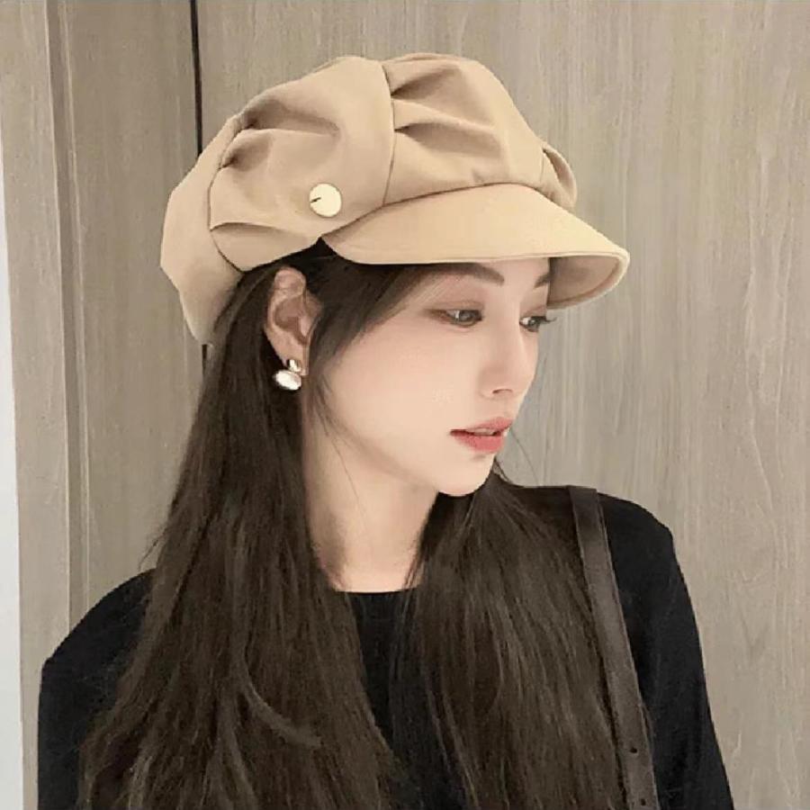キャスケット 春 秋 冬 レディース 帽子 キャップ つば 帽 ハット サイズ調整 UVカ...