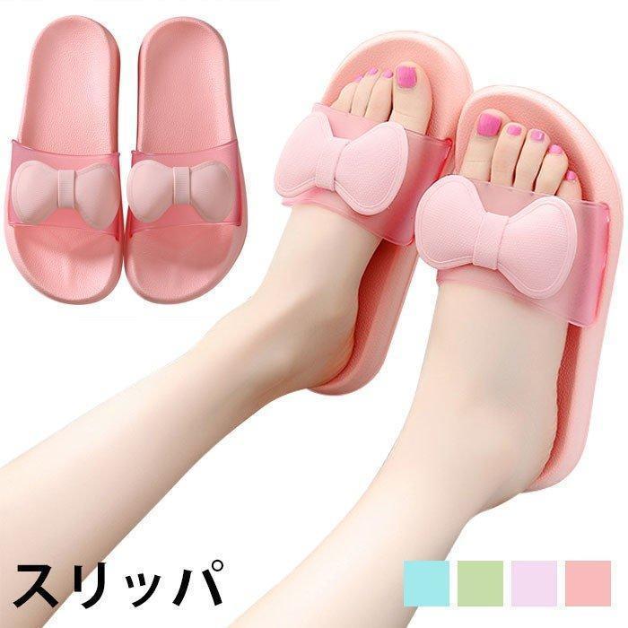 【楽天スーパーセール】スリッパ レディース バススリッパ 快適 涼しい 滑りにくい お風呂場 リボン フ..