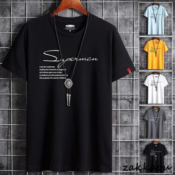 樂天商城 - Tシャツ メンズ 半袖 おしゃれ 白Tシャツ ロンT T-shirt スポーツ 半袖tシャツ 配いろ 涼しい カジュアルクルーネック 丸首 プリント 夏 ゆったり トップス