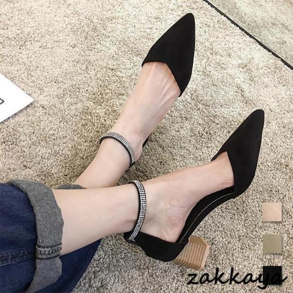 サンダル 太ヒール レディース ストラップサンダル ポインテッドトゥ 太ヒールサンダル 女性 サマーサンダル レトロ 夏サンダル 美脚 婦人靴