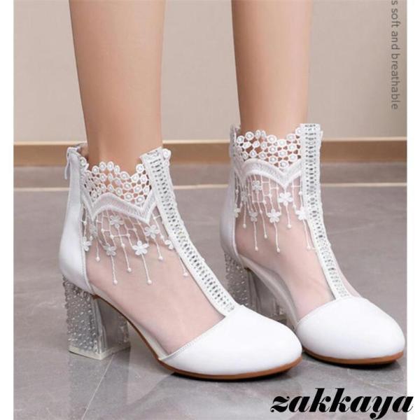 サマーブーツ サンダル レディース ブーツサンダル レース 通気 歩きやすい 夏 ブーツ シューズ 疲れない(4.0)