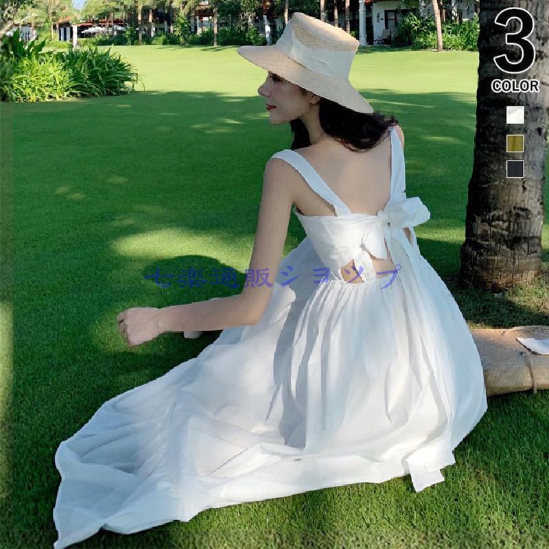 リゾートワンピース サマードレス マキシワンピース ロング丈 バックシャン Aライン 水着の上に着る服 20代 30代 40代 夏