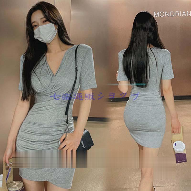 ワンピースミニ丈夏タイト大人キャバ...