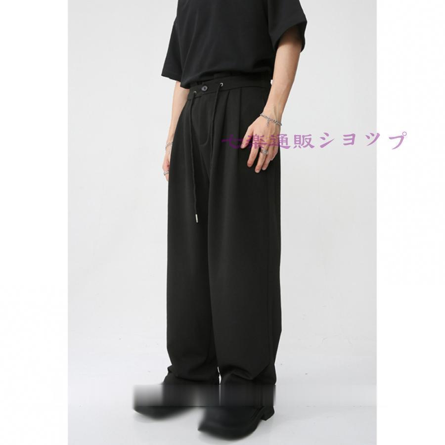 乐天商城 - ワイドパンツ メンズ ズボン 春夏用 スラックス リラックスパンツ 涼しい 夏服 おおきいサイズ ゆったり ボトムス 無地 ストレートパンツ ロングパンツ
