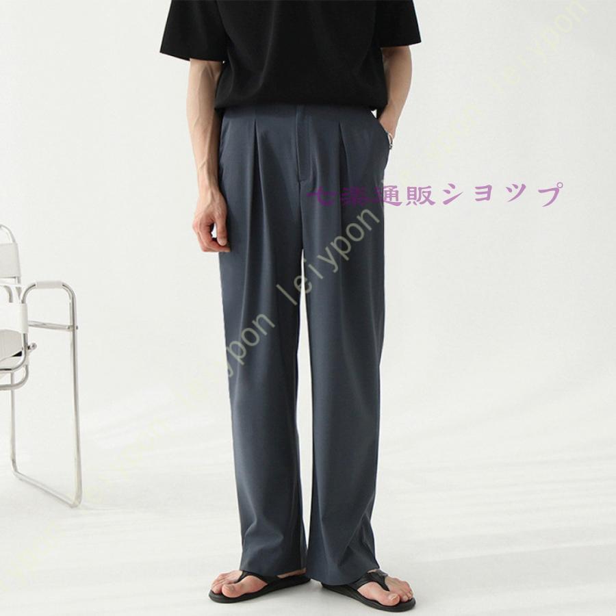 ワイドパンツメンズグレー黒スラック...