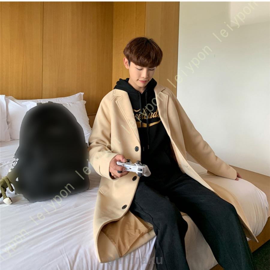 チェスターコートメンズスリムロング...