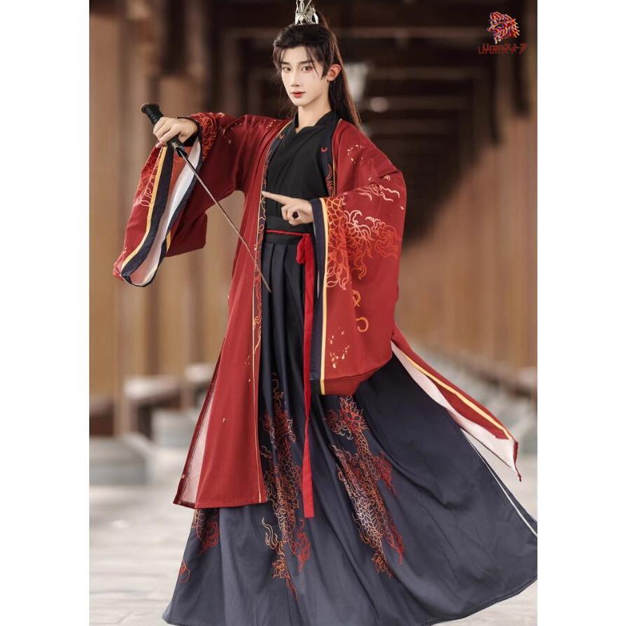 魏晋時代華流コスプレ衣装 メンズ 漢服 チャイナ服 中華服 プリント 華服 チャイナ風ハロウィン 仮装 ..
