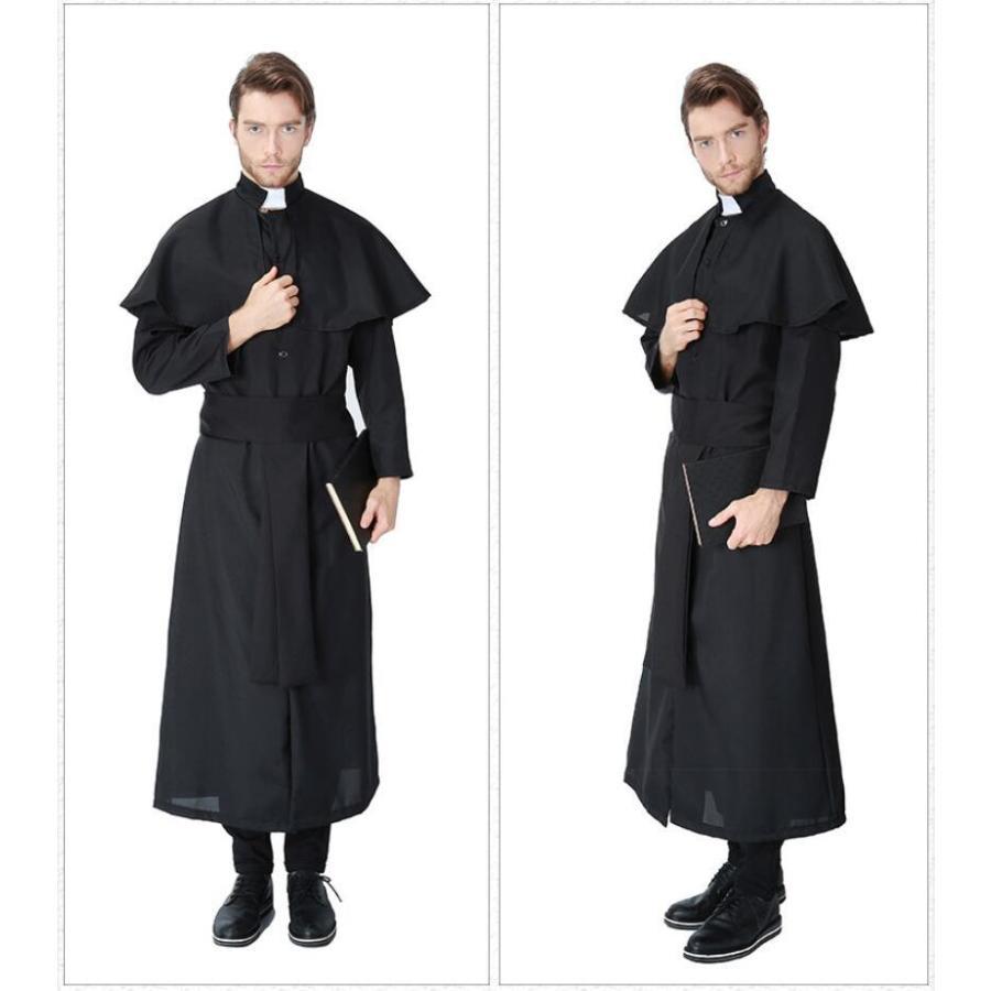 ハロウィン 修道士コスプレ 衣装 メンズ 牧師セット 神父 ハロウィ-ン 変装 仮装 クリスマス ハロウイン コスプレ 牧師 神父 悪魔 大人用 メンズ ダンス衣装パ