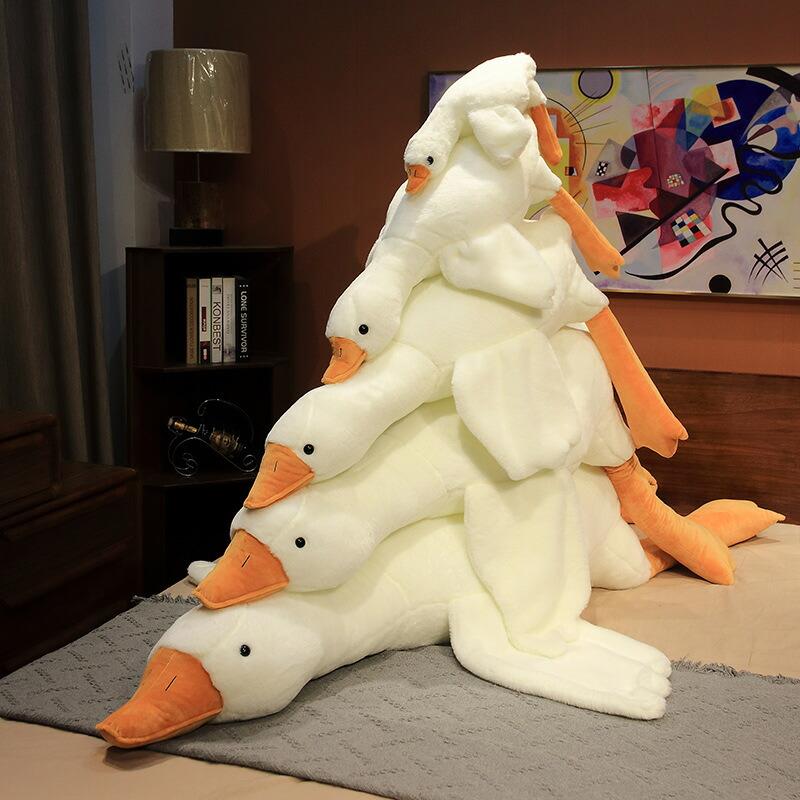 抱き枕 ぬいぐるみ 白いガチョウ クッション 腹ばい枕 特大 (全長約90cm 130cm 160cm 190cm ) 動物 大きいサイズ 柔らかい 横向き寝 ロングクッション 女の子 プレゼント 子供 おもちゃ 贈り物 ギフト 出産祝い 誕生日 クリスマス プレゼント 送料無料 3