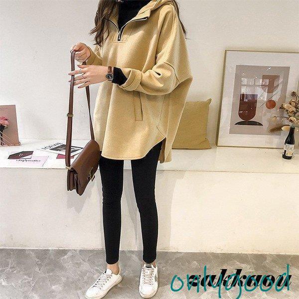 トップス パーカー レディース 大きめ ロング 薄手 ビッグパーカー チュニック 無地 シンプル 裏起毛パーカー 大きいサイズ 秋 冬 ブラック グレー ベージュ