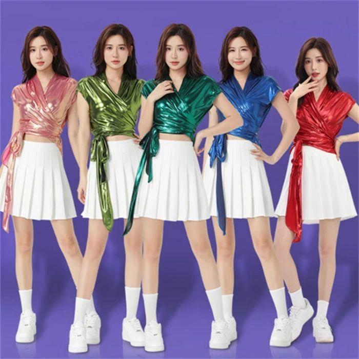 tシャツ+スカート 2点セット ダンス衣装 チアダンス レディース 舞台衣装 ダンスウェア 韓国風 応援団 ..