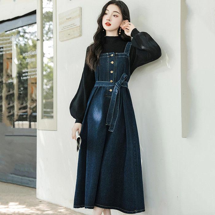 【楽天スーパーセール】単品 ジャンパースカート サロペットスカート ジャンスカ デニム レディース 体型カバー ロング丈 春服 秋服 夏服 aライン 大人 20代 30代 デート 遊び お出かけ