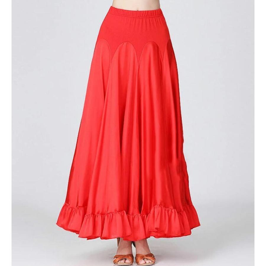 社交ダンス衣装 レディースダンススカート ボトムス 広がる裾 モダンダンス フラメンコ ラテンダンス衣装 ロングスカート 女性 女の子 インターナショナルダンス