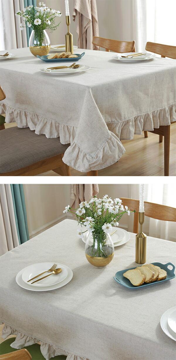 テーブルクロス テーブルマット 90*90CM 食卓カバー テーブルカバー 汚れ防止 キズ防止 柔らかい 滑り止め 撥水 綿麻 北欧 おしゃれ タッセル 通気性 インテリア 耐久性 無地 シンプル 装飾用 長方形 お手入れ簡単 おしゃれ ダイニング キッチン 食卓用 茶卓用 [2]