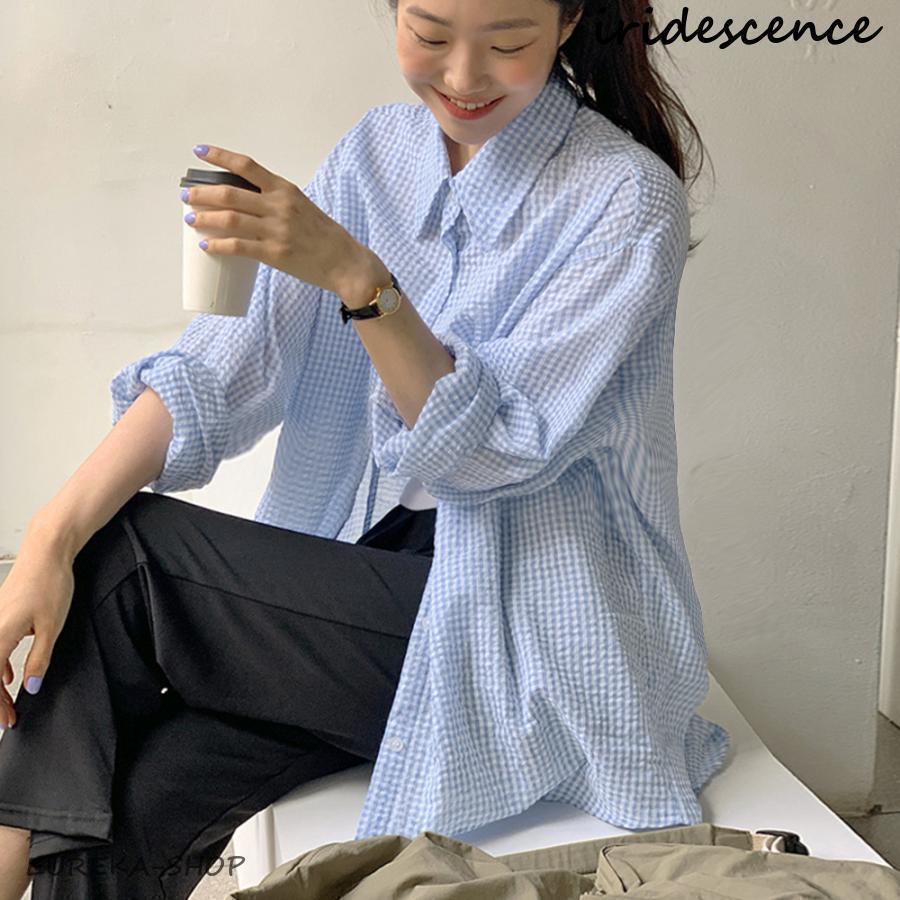 チェック柄 シャツブラウス レディース夏