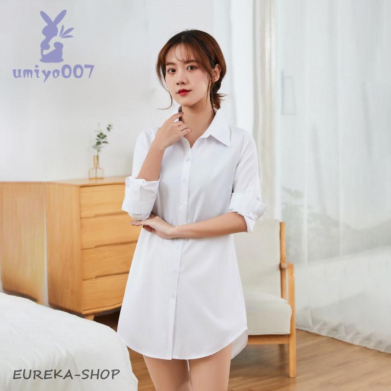 樂天商城 - シャツワンピース レディース ロング丈 膝丈 コーデ 長袖 シャツ ワンピース 春 夏 春服 夏服 きれいめ ゆったり チュニック トップス 羽織