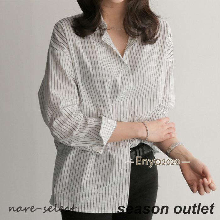 シャツ レディース ストライプ 長袖 カジュアル ワイシャツ 春秋 ビジネス トップス おしゃれ S M L XL 2XL ワンサイズ大きいを進め 3