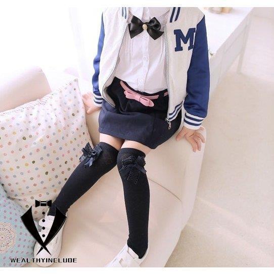 ハイソックス 靴下 子供 キッズ 女の子 ガールズ ニーハイソックス レッグウェア ファッション小物 ソックス リボン チェック 格子柄 落ち着いたカ