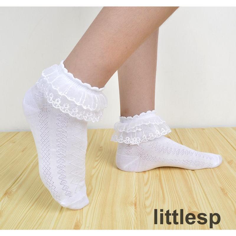 靴下 ショートソックス キッズ 子供用 女の子 くつ下 レース フリル 薄手 ショート丈 ガーリー 可愛い おしゃれ お出掛け 通園 通学 女子 こど