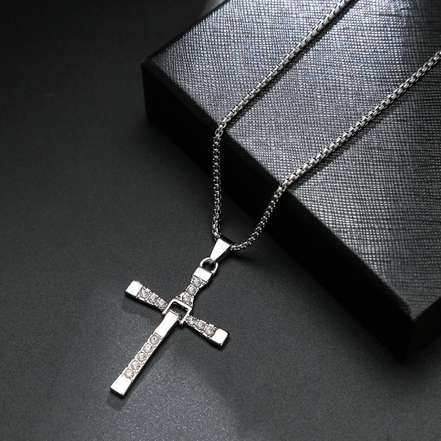 ネックレス ペンダント クロス 十字架 チェーン メンズ 男性用 アクセサリー かっこいい カッコイイ おしゃれ お洒落 シルバーカラー プレゼント 2