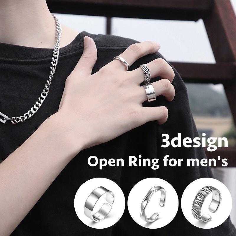Men'S Accessories - リング 指輪 メンズ 男性 アクセサリー ファッションリング 太め 幅広 無地 ウェーブ クール カジュアル シンプル お洒落 かっこいい お出かけ