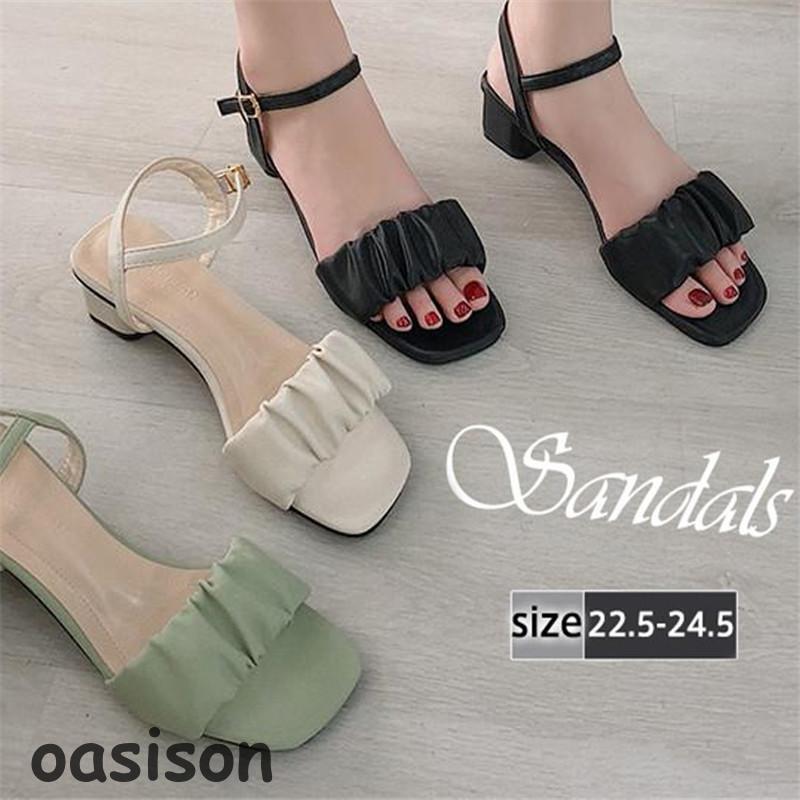 【楽天スーパーセール】サンダル レディース ストラップサンダル 靴 太ヒール ハイヒール アンクルストラップ 歩きやすい シンプル 韓国風 通勤 おしゃれ 美脚...