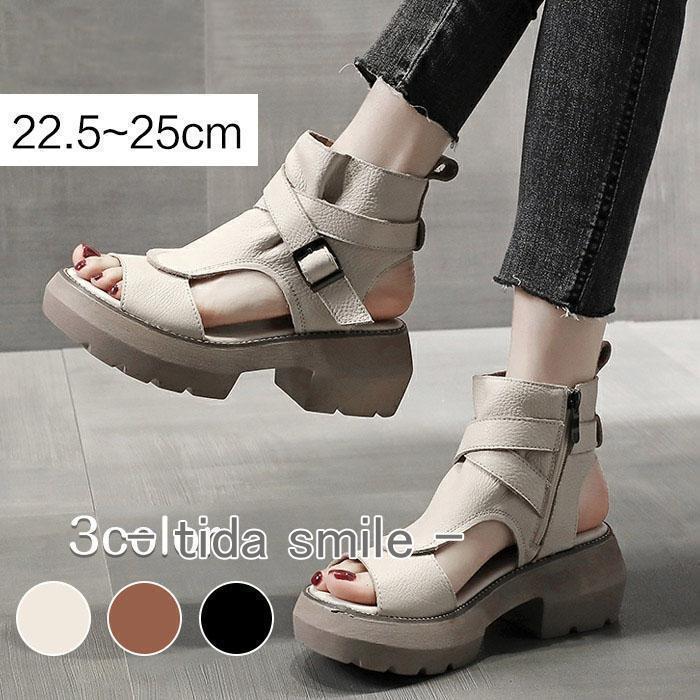 【楽天スーパーセール】本革 ブーツサンダル フラットシューズ 袴 ブーツ レースアップブーツ ショート..