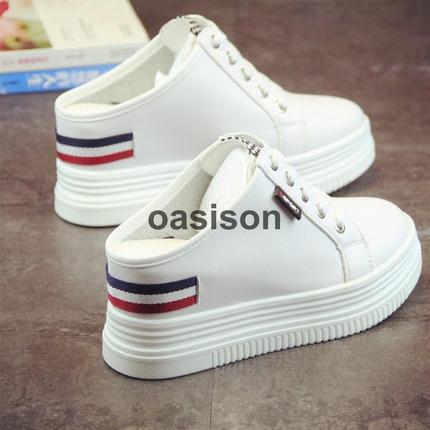 厚底スニーカー かかとなし バブーシュ レディース スリッパサンダル ミュール 8cm インヒール 女性用 ..