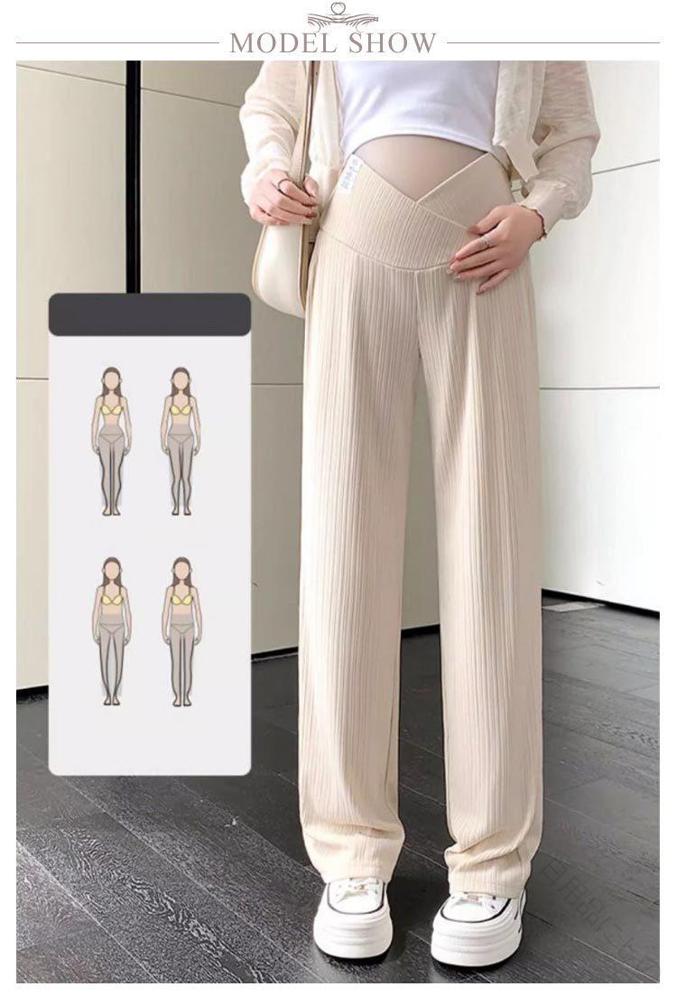 ボトムス 夏 リブ パンツ 大きい サイズ ストレッチ マタニティ パンツ 妊娠 ワイ...