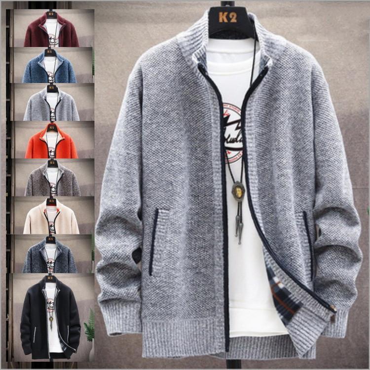 ニットカーディガン メンズ カーディガン ジャケット 無地 立て襟 ニットセーター 長袖 防寒 秋 メンズファッション