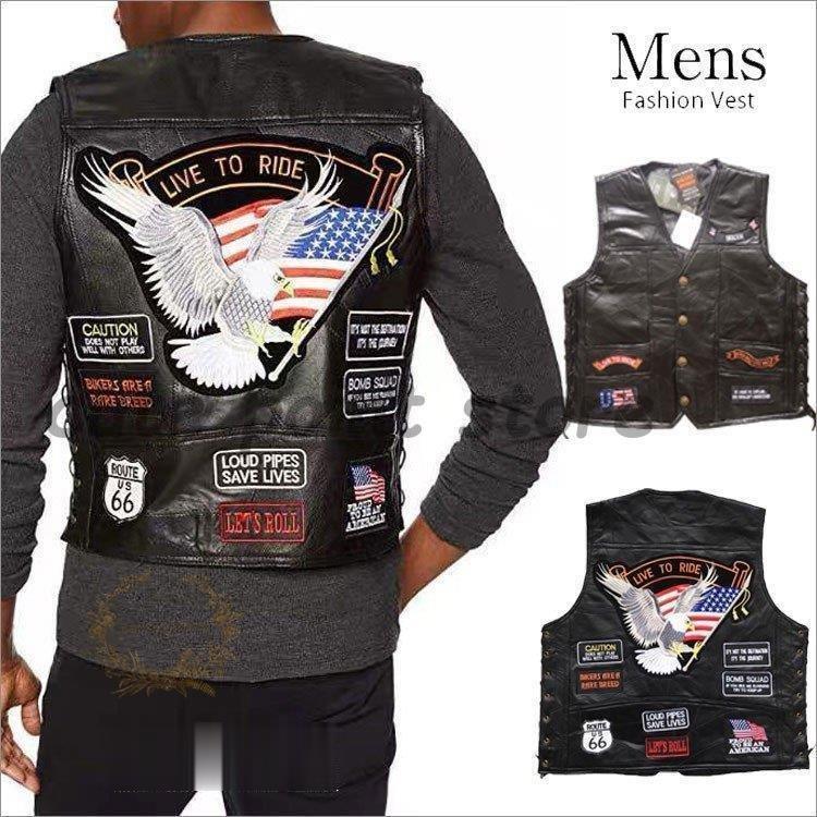 レザーベストメンズベスト革ベストジ...