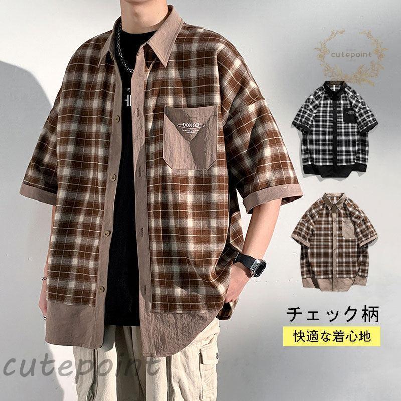 シャツメンズ半袖アウタージャケット...