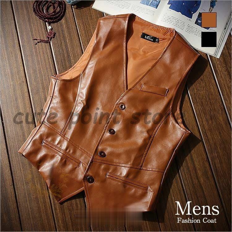 ベストメンズレザーベスト革ベストジ...