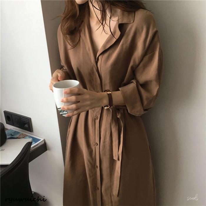樂天商城 - シャツワンピース レディース 40代 ロングワンピース ロングコート カーディガン UVカット 春 夏 コットンリネン 綿麻混 薄手 前開き 羽織り 体型カバー