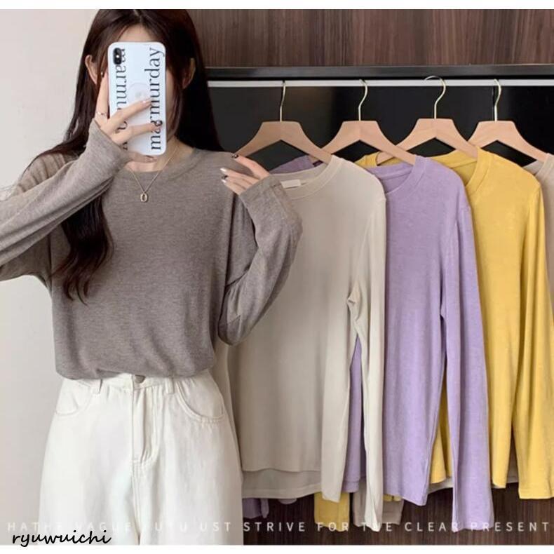 Rakuten - 長袖Tシャツ インナー レディース インナーウェア 長袖 Tシャツ スリムインナー カットソー 無地 アンダーウェア インナーTシャツ ラウンドネック