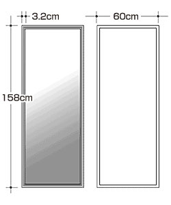 三段カットフレーム・ワイドサイズミラー(ナチュラル) [鏡][姿見]