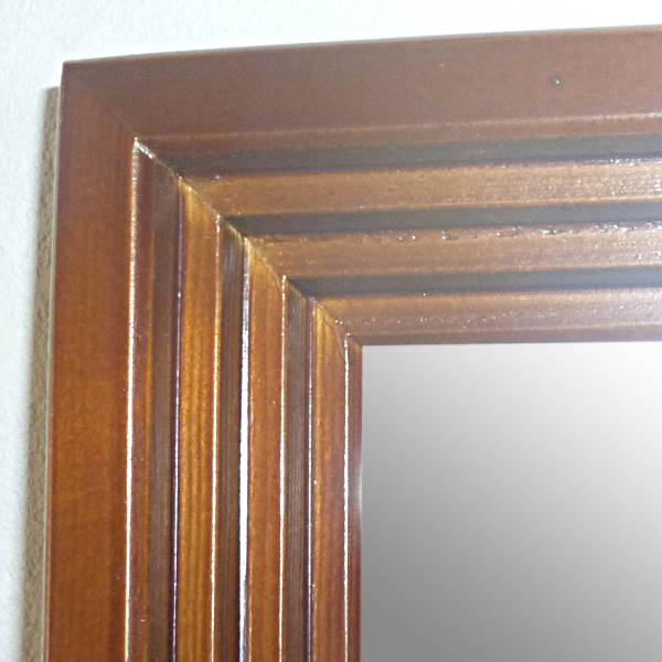 【国産】三段カットフレーム・ビッグミラー(ブラウン) [3]