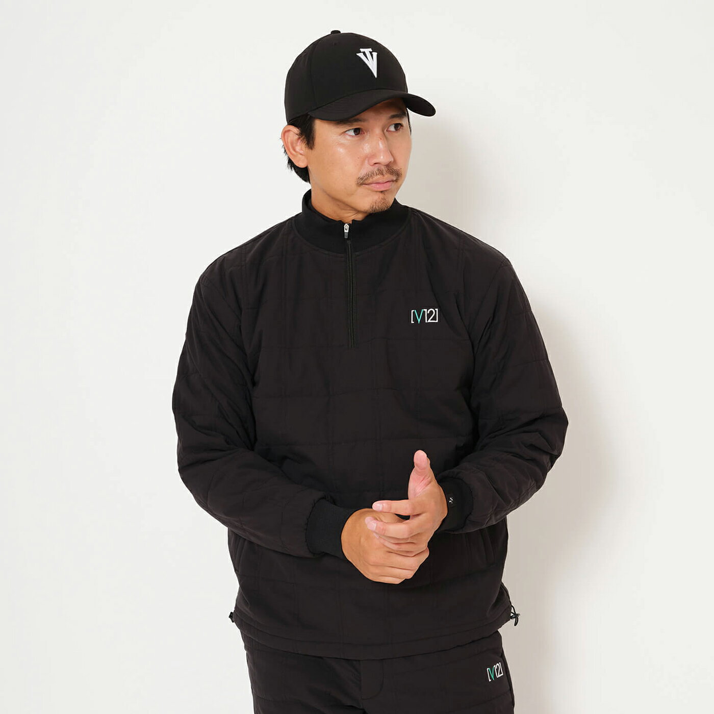 ＼楽天1位／ 【V12×ZEROFIT】「ヒートラブ キルティングハーフジップジャケット(メンズ)」返品交換可 速暖 HEATRUB ZEROFIT ゼロフィット ゴルフ スポーツウェア アンダー 秋冬 メンズ グレー 黒 ブラック 防寒 ジャケット 正規品