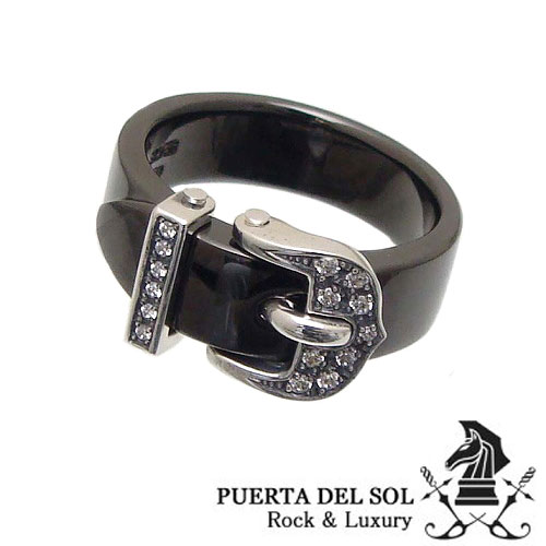 プエルタデルソル 指輪 メンズ PUERTA DEL SOL プエルタデルソル R1160CZBK バックル ベルトリング 指輪 シルバー ブラック【ギフト包装-対応】