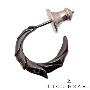 ライオンハート LION HEART ライオンハート 01EA0831BK ブラック フープ ピアス K18 金 ゴールド ポスト ピアス【ギフト包装-対応】