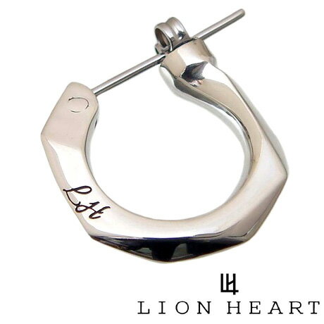 LION HEART ライオンハート 01EA0961SD シルバー ソリッド 多角形 クロッシング フープ ピアス ステンレス ポスト ピアス【ギフト包装-対応】