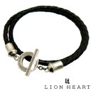 LION HEART ブレスレット  メンズ LION HEART ライオンハート 01BR0451SV シルバー925 Tバー 2連 レザー ブレスレット 【ギフト包装-対応】